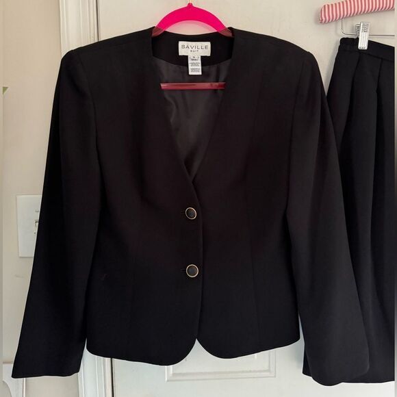 VTG Saville Black Skirt Suit Size 8 - Picture 6 of 12